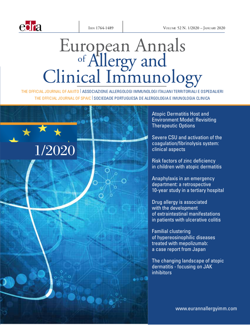 Revista European Annals of Allergy and Clinical Immunology número 01/2020
