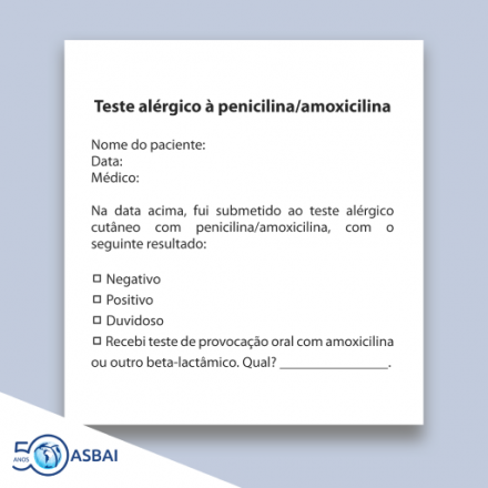 Teste alérgico à penicilina/amoxicilina